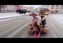 На “ковре-самолете” по заснеженной дороге (ВИДЕО)