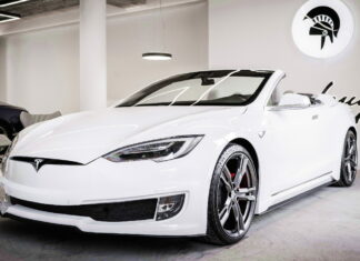 Не по сезону: Tesla Model S обернулась белоснежным кабриолетом Tesla Model S cabrio