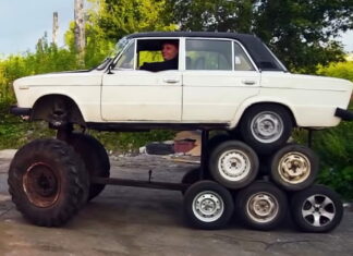 Такого еще не видели: 14-колесная Lada, и это не грузовик! Lada 14 wheel