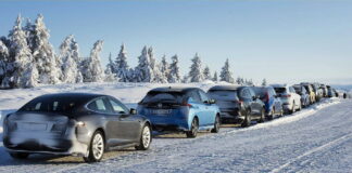 EV car in cold