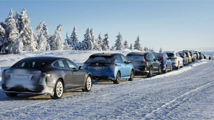 EV car in cold