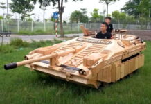 Для улюбленого сина тато збудував дерев’яний танк. І він їздить! wooden-strv-103-tank