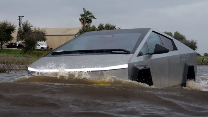 Tesla Cybertruck wade mode test
