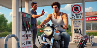 Helmetless Motorcyclist